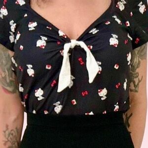 Hello Kitty unique vintage top with bow detail size large